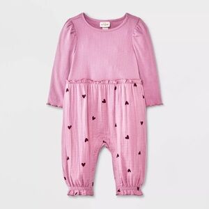 Pink Heart Print Baby Romper cat and jack size 6-9 M